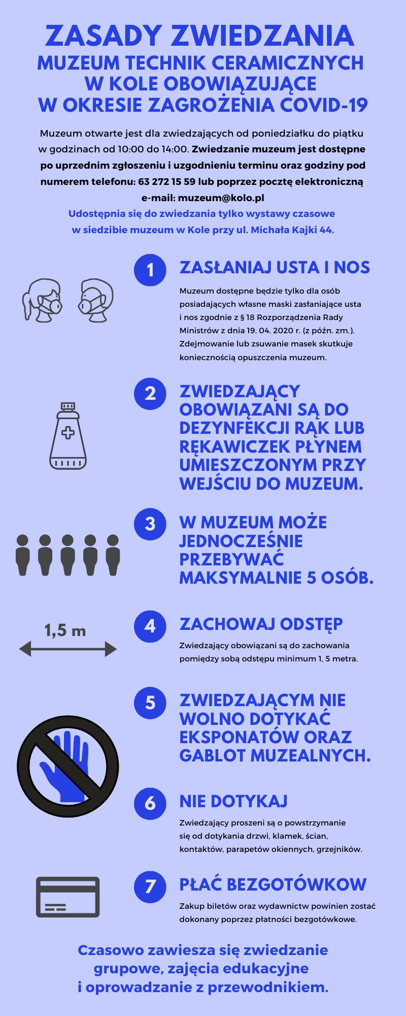 ZASADY ZWIEDZANIA MUZEUM TECHNIK CERAMICZNYCH W KOLE OBOWIĄZUJĄCE W OKRESIE ZAGROŻENIA COVID-19